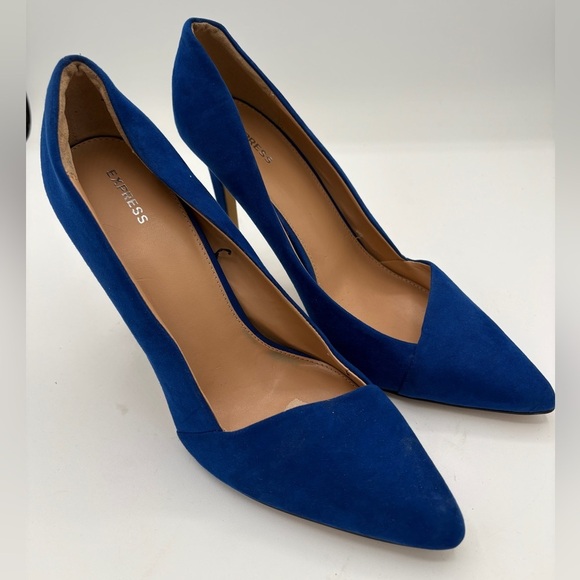 Express Shoes - Express Faux Suede Colbalt Blue Heels Size 10